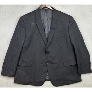 Pronto Uomo Platinum 54R Solid Black 2 Button 100% Wool Sport Coat Blazer